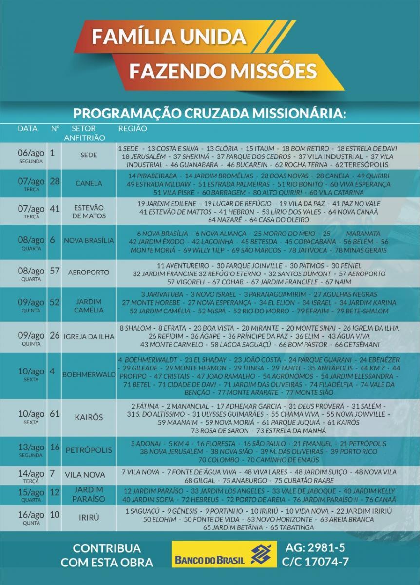 Cruzada Missionária Agosto 2018